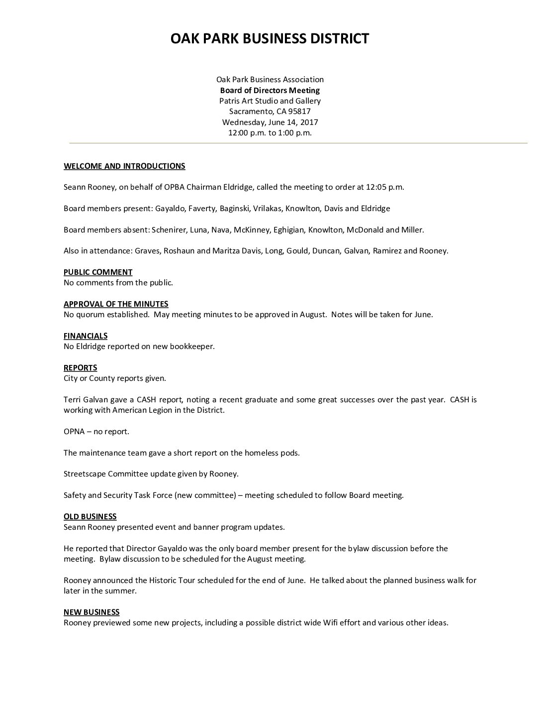 June 2017 Meeting Minutes