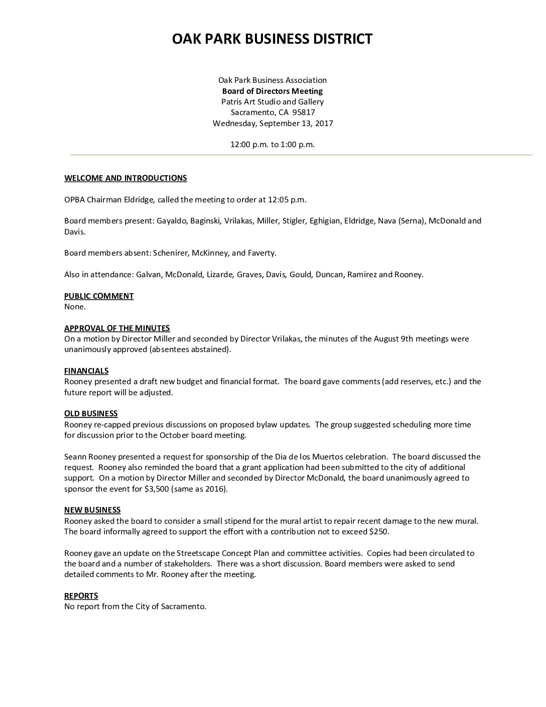 September 2017 Meeting Minutes